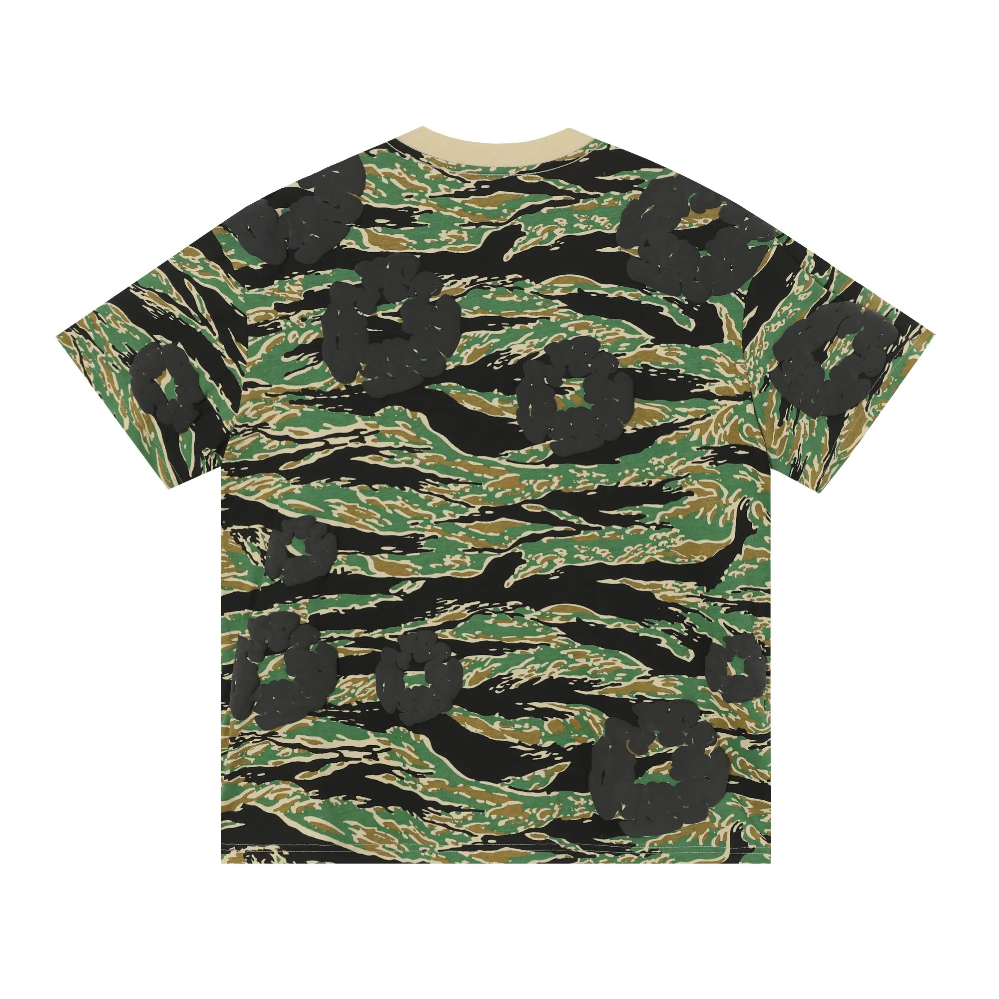 208# DENIM TEARS Kapok European and American trendy brand high quality foam flocking camouflage printed short-sleeved suit Color Camouflage blue Camouflage powder Camouflage gray Camouflage apricot Camouflage green Size S-XL
